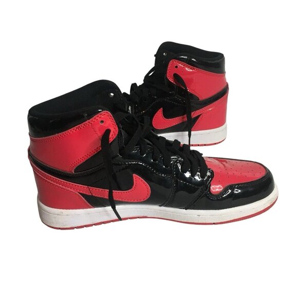 Nike Men's Air Jordan 1 Retro High OG Patent Bred 555088-063 Sneakers Red Sz 7 - Picture 14 of 16